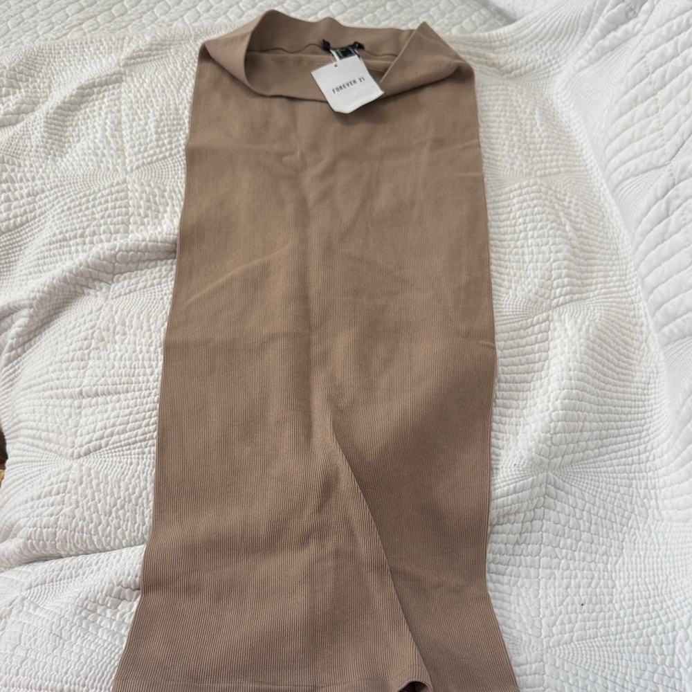 Forever 21 Taupe Ribbed Midi Skirt